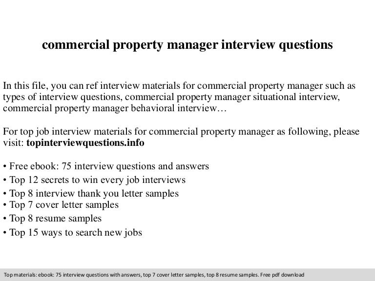commercial property manager resume samples