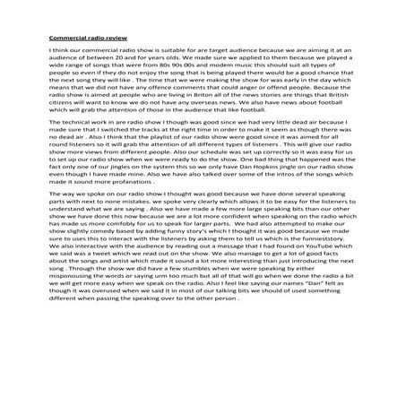 Commercial radio review
