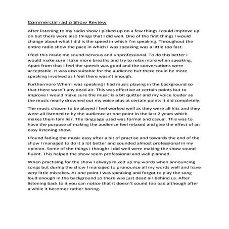 Radio programme review | DOCX