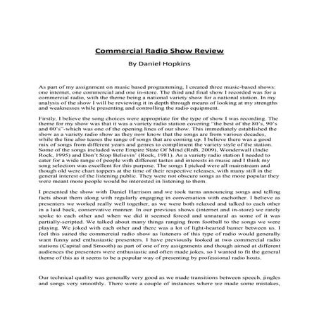 Commercial radio show review final