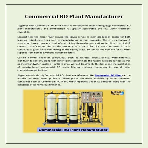 Commercial RO Plant Manufacturer In India.pdf