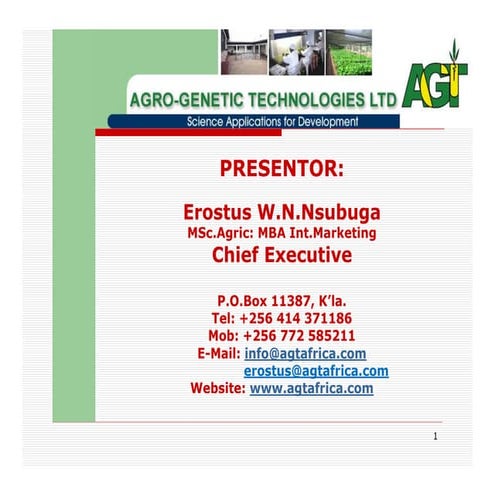 B4FA 2012 Uganda: Commercial tissue culture in Uganda - Erostus Nsubuga