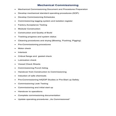 Commissioning mechanical | PDF