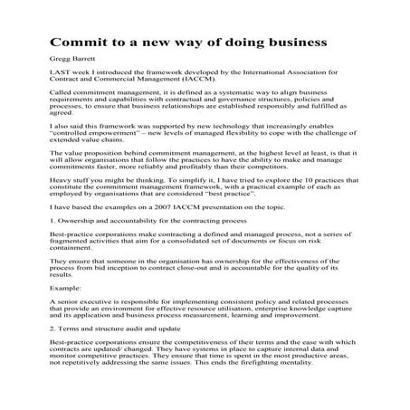 Commit to a new way of doing business