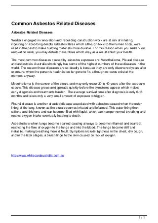 Common Asbestos Related Diseases