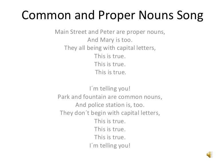 Common and proper nouns song