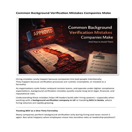 Avoiding Common Background Verification Mistakes in Hiring Processes | PDF