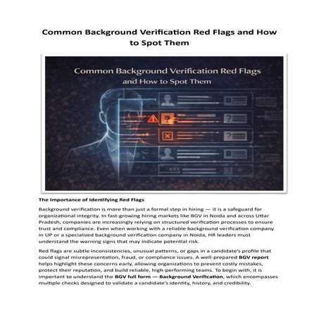 Identifying Common Red Flags in Background Verification for Safer ...