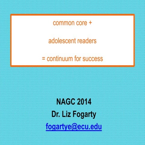 Common core.adolescent gifted readers