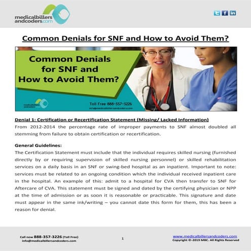 Common Denials for SNF and How to Avoid Them?