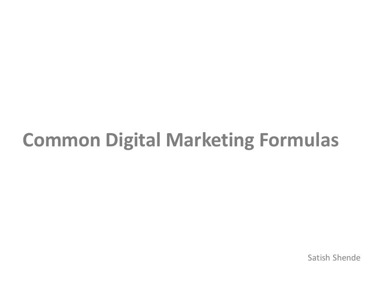 Basic Digital Marketing Formulas