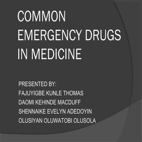 Common emergency drugs in medicine