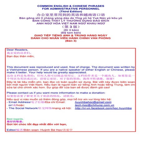 Common english & chinese phrases for administrative personnel(third edition) ...