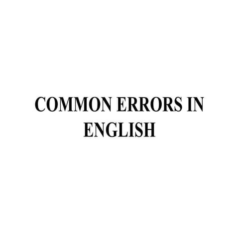 Common Errors in English | PPTX