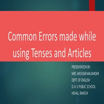 Common Errors in Tenses and Articles 