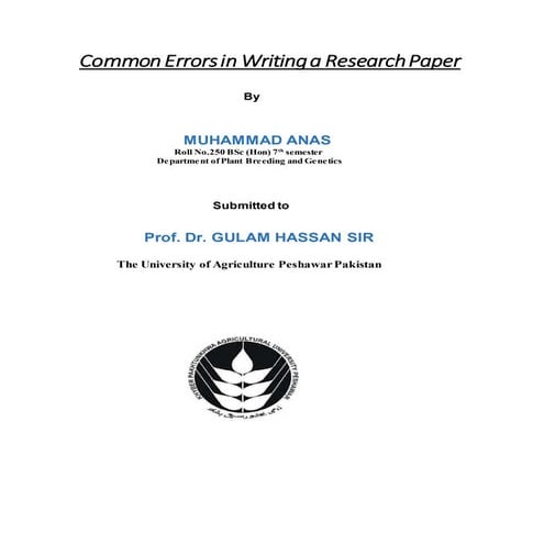 Common errors in writing a research paper