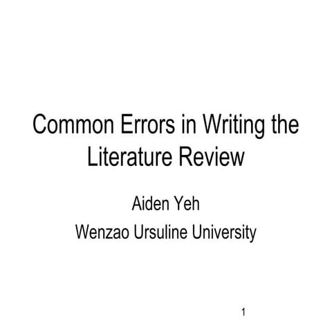 Common errors in writing the literature review