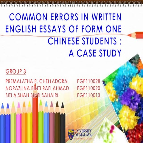 Common Errors in Written English Essays