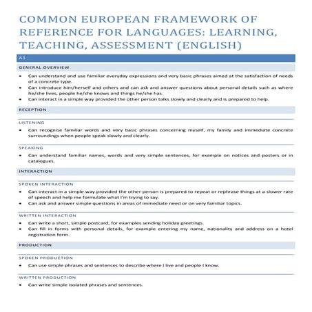 Common european framework of reference for languages