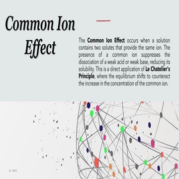 Common Ion Effect. The Common Ion Effect occurs when a solution contains two ...