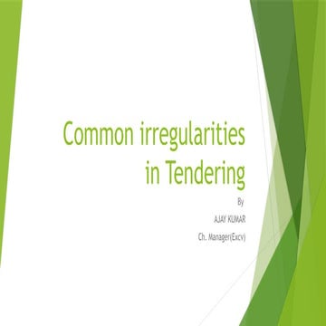 Common irregularities in Tendering process