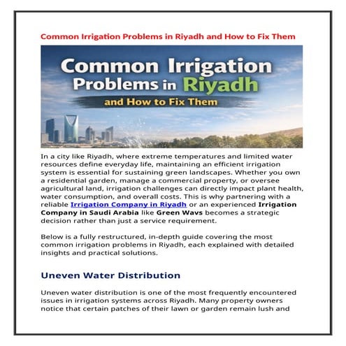 Common Irrigation Problems in Riyadh: Causes and Solutions for ...