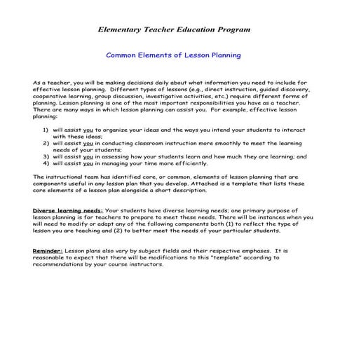 Common lesson plan