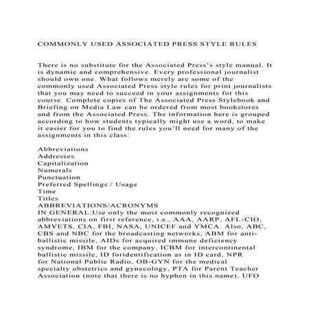 COMMONLY USED ASSOCIATED PRESS STYLE RULESThere is no substi.docx