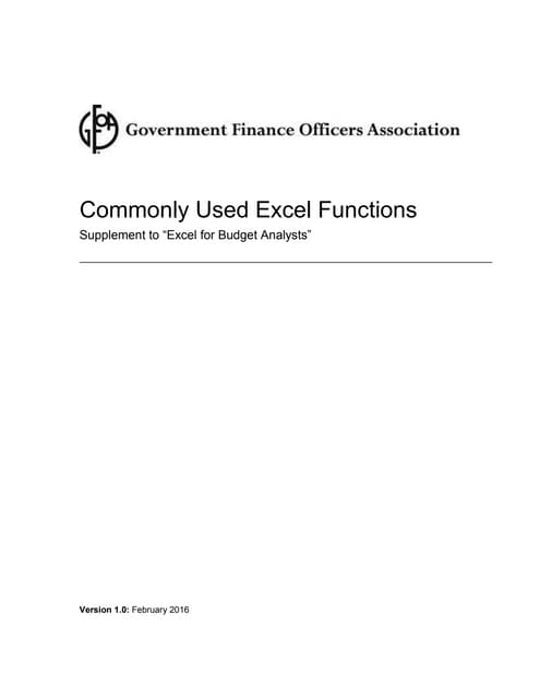 Commonly usedexcelfunctions v1