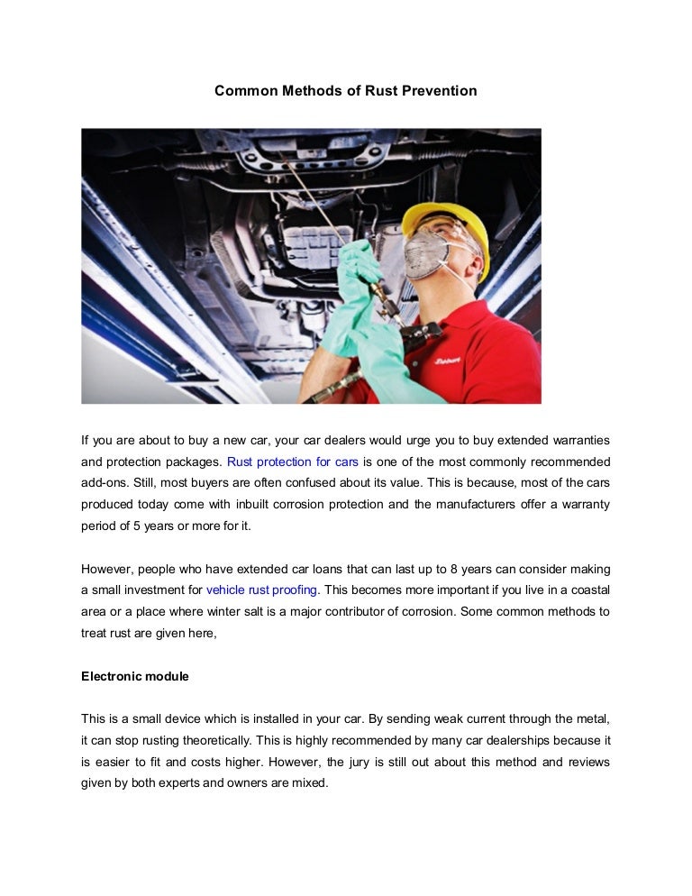 Common Methods Of Rust Prevention
