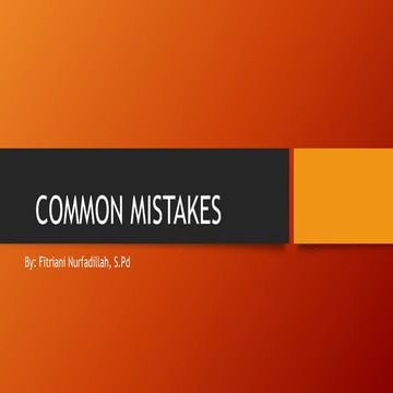 COMMON MISTAKES in USING ENGLISH