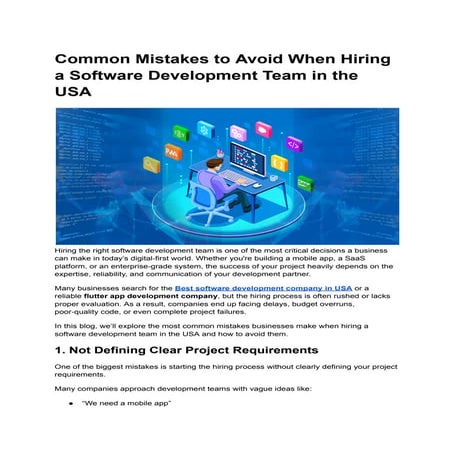 Common Mistakes to Avoid When Hiring a Software Development Team in the ...