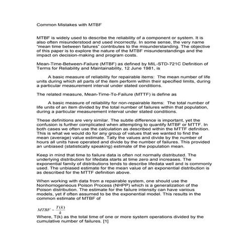 Common Mistakes with MTBF