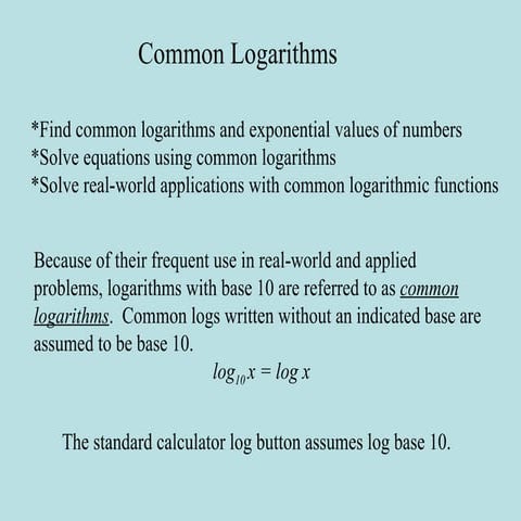 Common natural logarithms