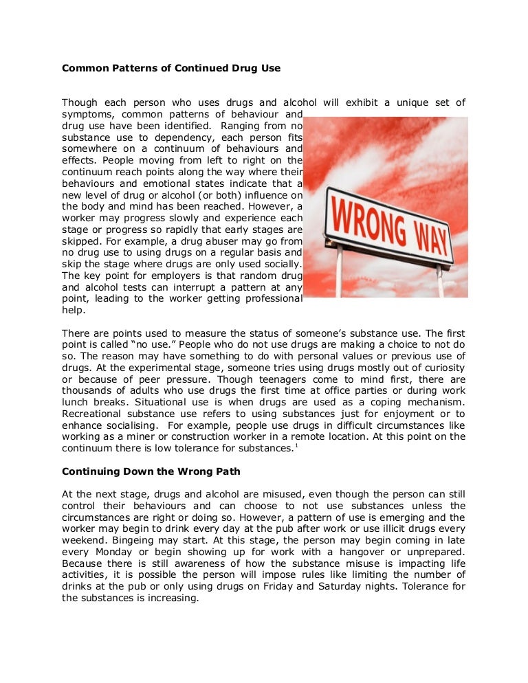 Common Patterns Of Continued Drug Use