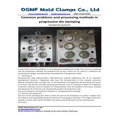 Common problems and processing methods in progressive die stamping -dgmf mold...