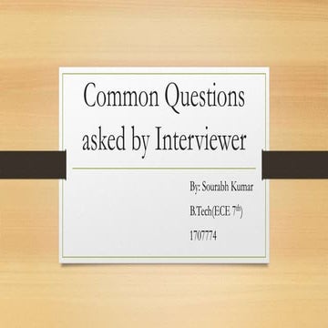 Common questions for Interview