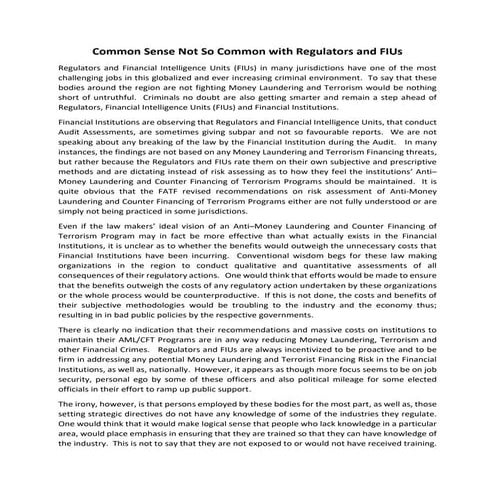 "Common sense not so common"