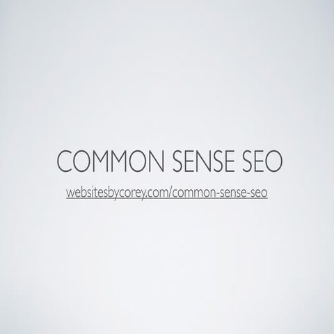Common Sense Seo