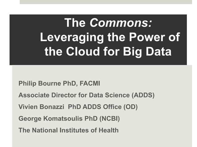 The Commons: Leveraging the Power of the Cloud for Big Data