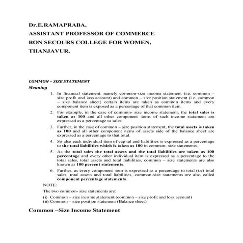 Common size statement