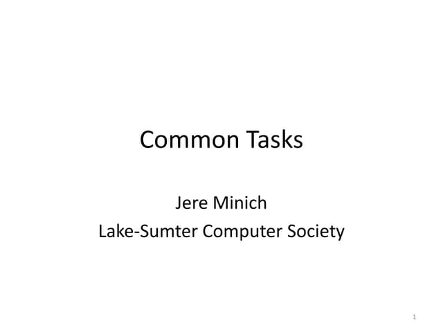 Common tasks oct 2012
