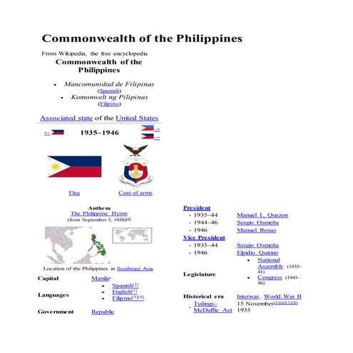 the Commonwealth of the philippines
