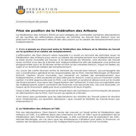 Communiqué de presse de la FDA