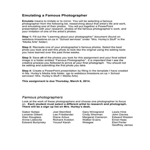 Emulating a famous photographer