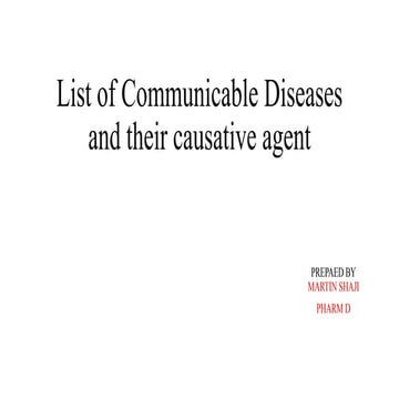 Communicable diseases and causative agents- a detailed chart 