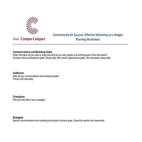 Communicate for success worksheet