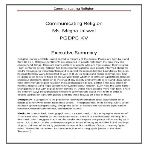 Communicating religion