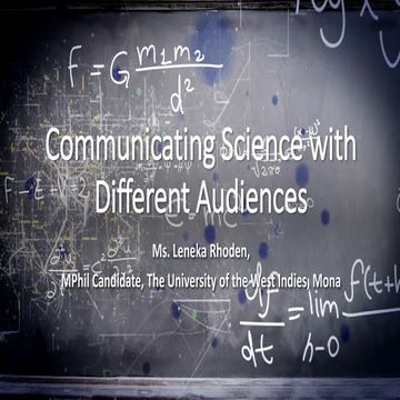 Communicating Science with Different Audiences: A Journalist's Guide