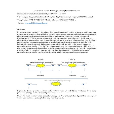 Communicating through emtanglement transfer 